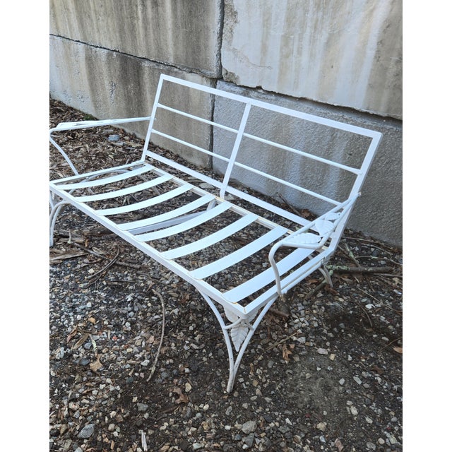 Russell Woodard Vintage Wrought Iron Outdoor Patio Loveseat/Settee For Sale - Image 4 of 9
