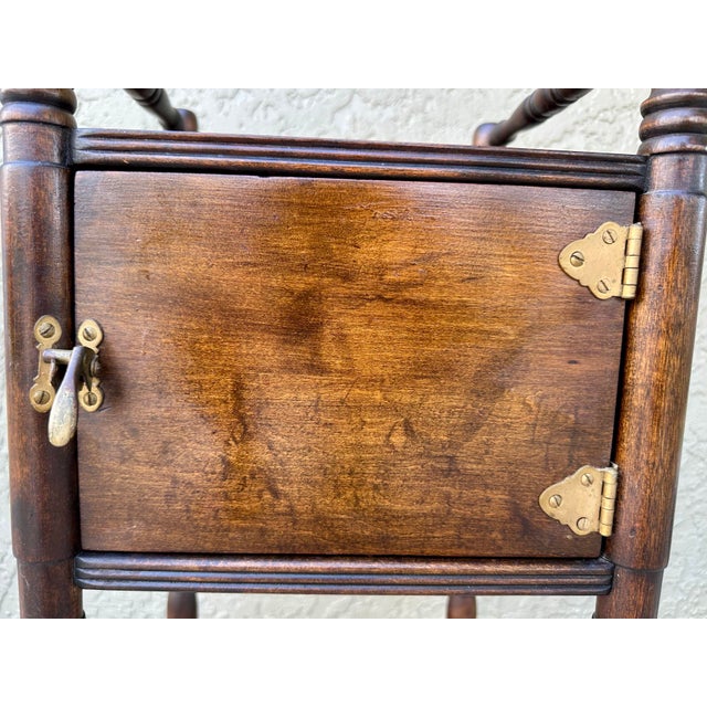 Brown Antique Early 20th Century h.t. Cushman Manufacturing Humidor Smoking Cabinet Table For Sale - Image 8 of 12