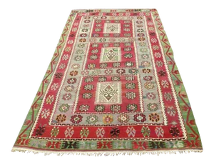 Vintage Turkish Kilim Rug - 73" X 91"