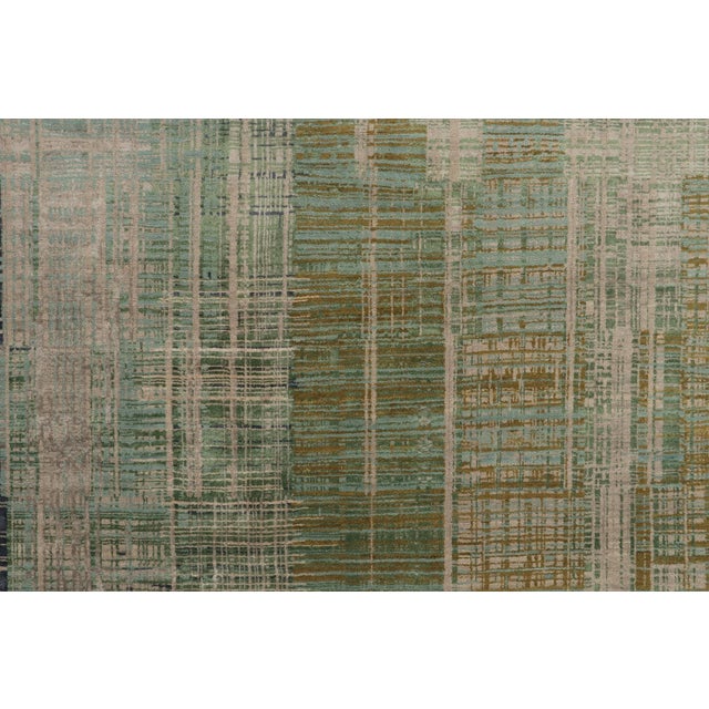 Rug & Kilim’s Modern Abstract Rug in Blue, Green and Greige Geometric Pattern For Sale In New York - Image 6 of 8