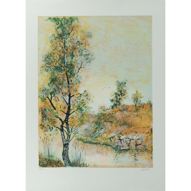 Antonio Rivera, Au bord de la rivière, Lithograph For Sale