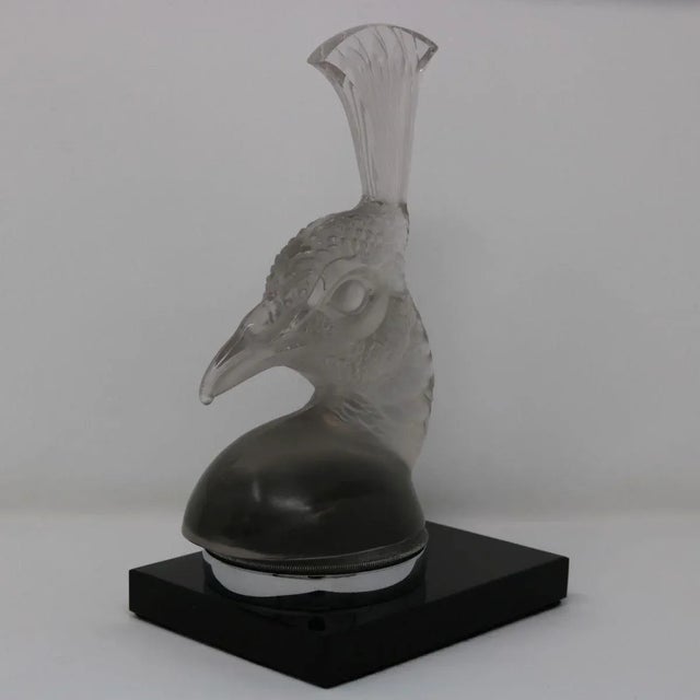 1920s Rene Lalique Glass 'Tete De Paon' Peacock Car Mascot For Sale - Image 4 of 13