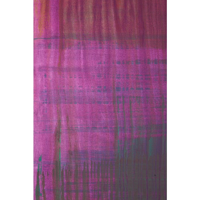 Magenta "Observations In The Desert / Magenta Over Dark Green" Large Abstract Acrylic Painting by Simon Findlay For Sale - Image 8 of 12