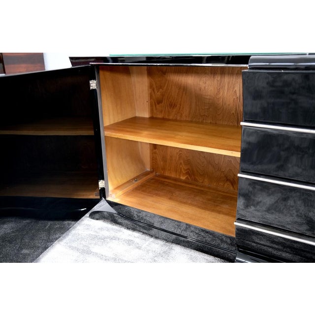 Art Deco Sideboard in Black High-Gloss Lacquer, 1930s For Sale - Image 3 of 8