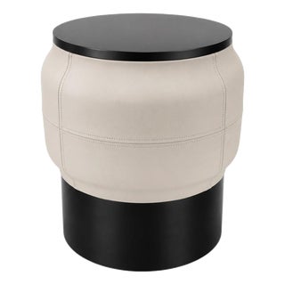 Tutu Side Table in Leather and Black Steel by Christophe Perichon For Sale