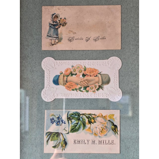 Antique 19th‑Century Calling Card Collection in Ornate Gold Frame For Sale - Image 4 of 8