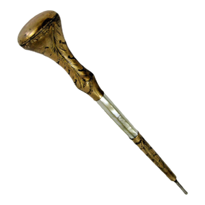 Antique Walking Stick or Parasol Handle Gold and Mother of Pearl