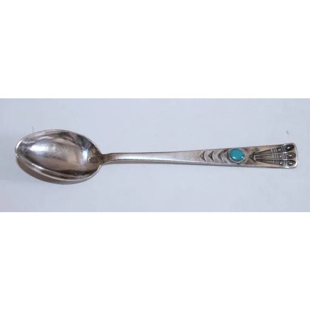 Early 20th Century Turquoise and Silver Spoons - Set of 4 For Sale In Los Angeles - Image 6 of 13