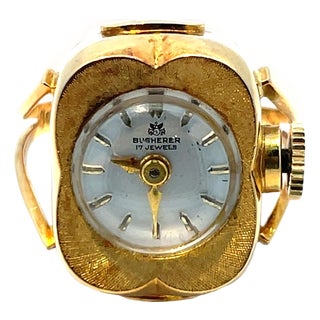 Vintage Bucherer Ring Watch in 18k Yellow Gold, Size 6.5 For Sale