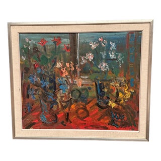 Eric With, Still Life with Flowers, 1960s, Oil Painting on Canvas, Framed For Sale