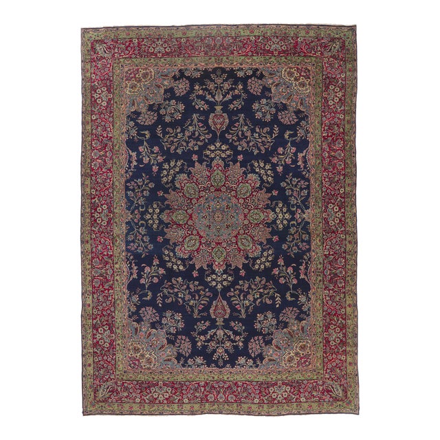 78336 Vintage Persian Kerman Rug - 11'04 X 15'10 For Sale