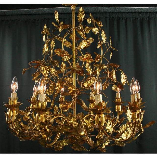 Large Italian Chandelier With Golden Leaves New Chairish