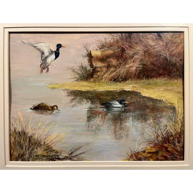 Vintage "Soft Landing" Original Pastel Wildlife Painting by EMMA ANGELI AMODIO (b. 1923) Aprox. dimensions: Frame: 16.5"H...