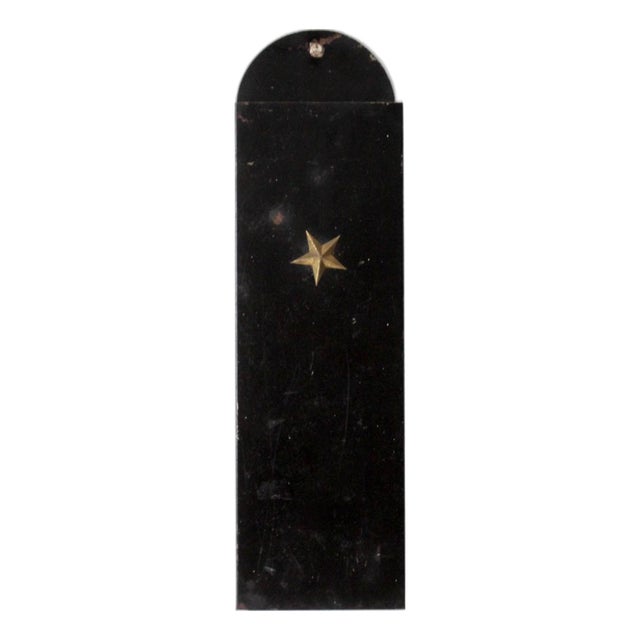 Vintage Metal Wall Mail Holder With Brass Star For Sale