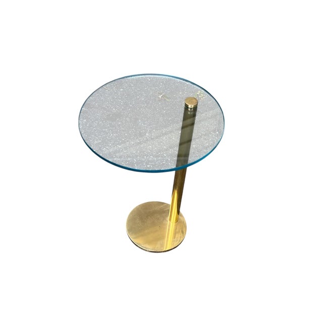 Leon Rosen Mid 20th Century Attributed Leon Rosen Pace Solid Brass Glass Side Table For Sale - Image 4 of 15