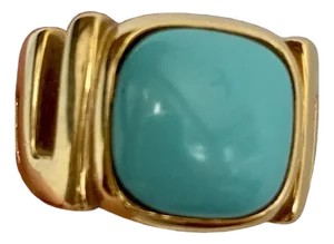 1980s 18k Gold and Persian Turquoise Ring, Size 6