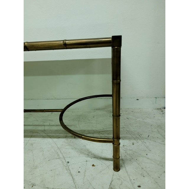 Vintage Bamboo Effect Brass and Glass Coffee Table, 1950s For Sale - Image 6 of 10