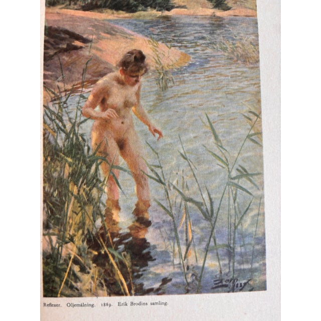 The Reflection by Anders Zorn Original Published Color Lithograph, Female Nude, Printed in Sweden 1928 For Sale - Image 4 of 10