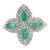925 Sterling Silver Floral Clover Cocktail Emerald & Diamond Ring, Size 6 For Sale