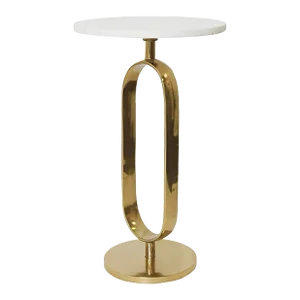 Matthew Izzo Home Brass and Marble Sculpture Accent Side Table