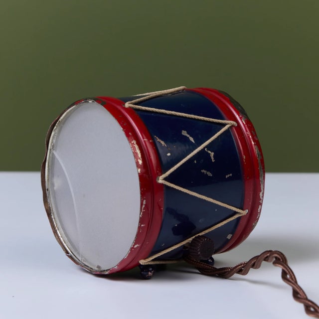 Navy Blue 1930s Petite Drum Lamp by Lurelle Guild for Chase Brass & Copper Co. For Sale - Image 8 of 11