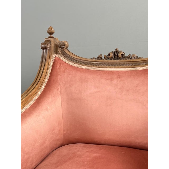 20th Century Louis XVI Bergère Armchairs in Carved Wood and Velvet, Set of 2 For Sale - Image 4 of 13