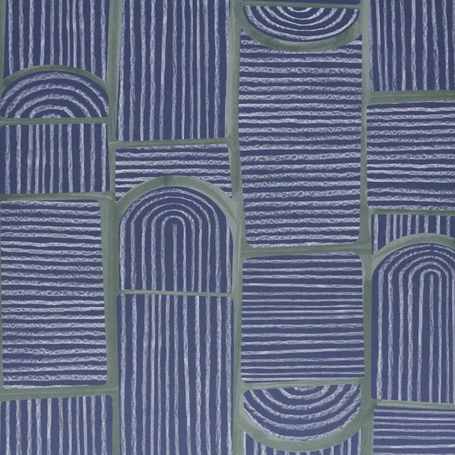 Sample - Schumacher x BACKDROP Bloomsbury Wallpaper in Deep Navy For Sale