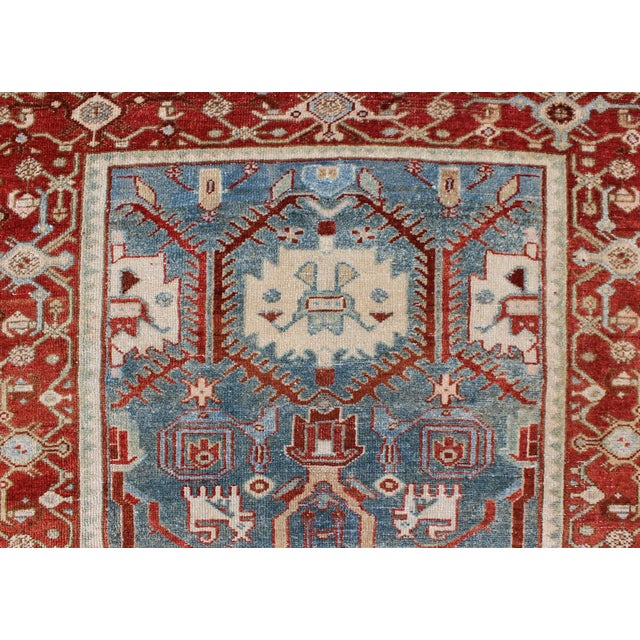 Ivory Red, Blue, and Ivory Antique Persian Malayer Rug With Blossom Design 4' X 6'9 For Sale - Image 8 of 10