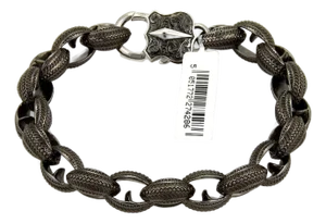 Stephen Webster Black Rhodium Sterling Silver Textured Oval Fancy Link Bracelet