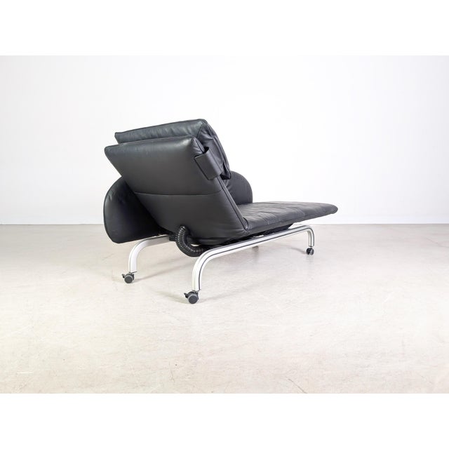 Metal Two-Seater Chaise Lounge in Leather For Sale - Image 7 of 12