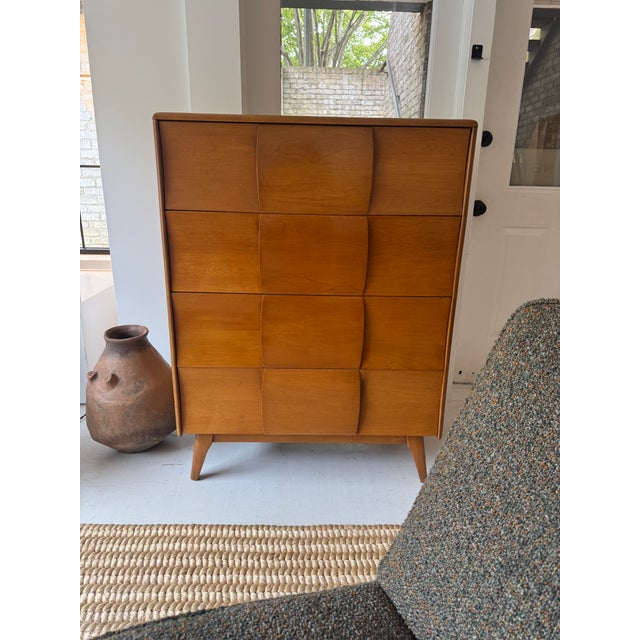 Mid 20th Century Vintage, Mid-Century Maple Heywood WakeField Tallboy Dresser For Sale - Image 5 of 18
