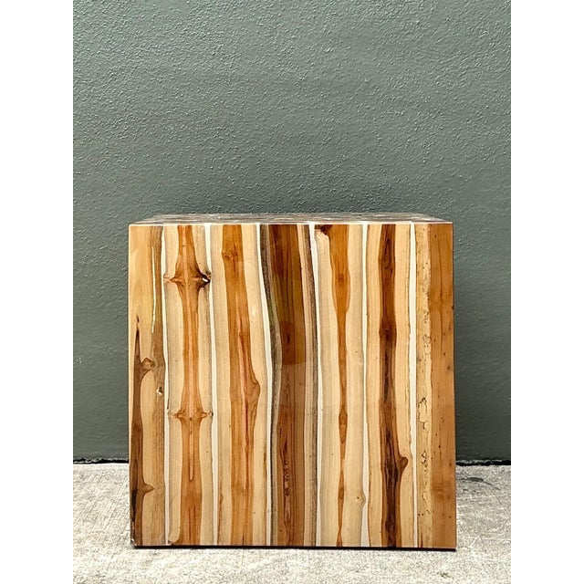 Vintage Natural Wood Block Accent Table For Sale - Image 9 of 18