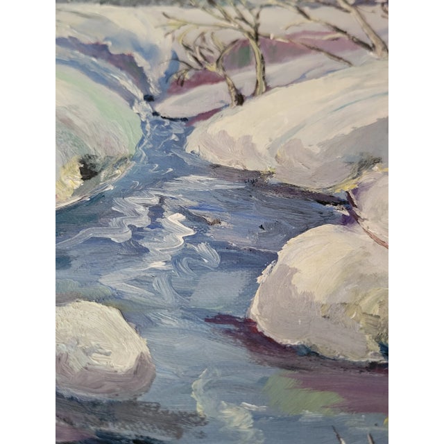 1954 Winter River Landscape Painting For Sale - Image 11 of 11