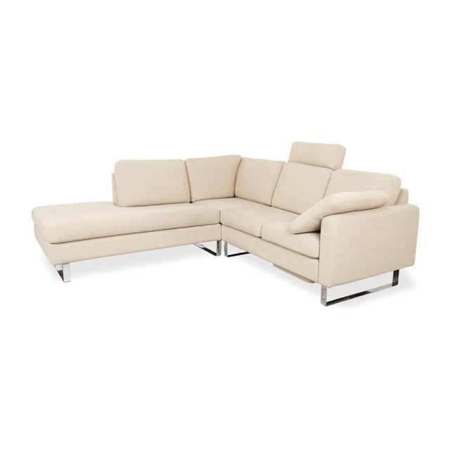 Modern Conseta Corner Sofa in Beige, Cream, and Sand Fabric with Chrome Legs from Cor For Sale - Image 3 of 15
