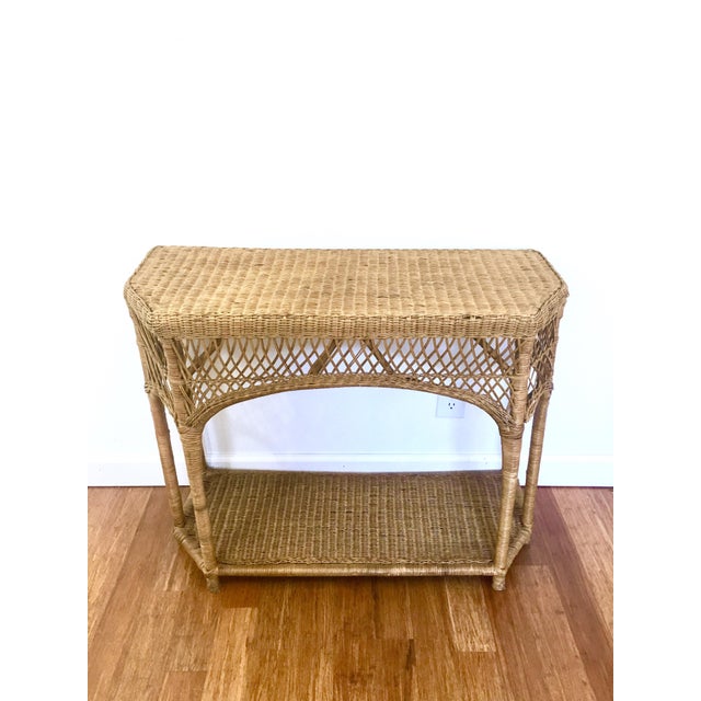 Vintage Wicker Rattan Console Table | Chairish