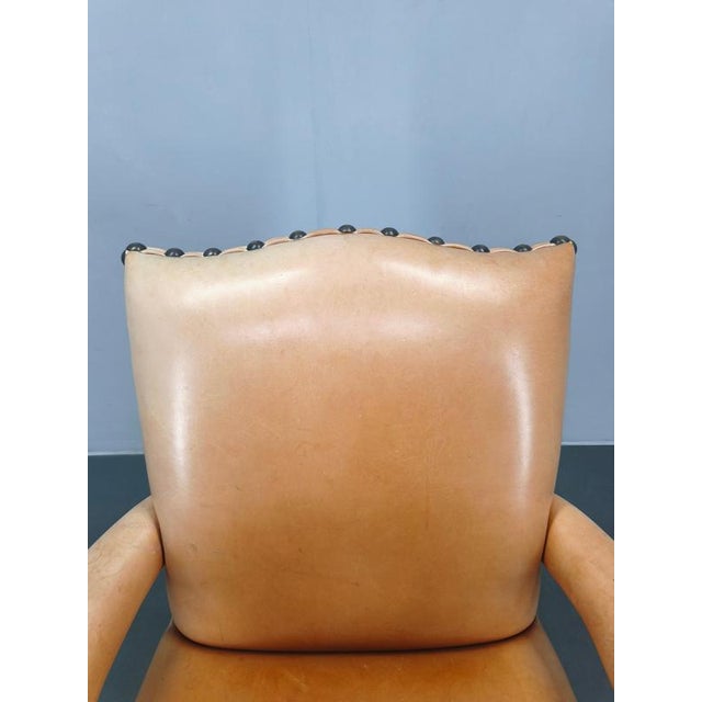 Brown Antique Danish Leather Armchair, 1890s For Sale - Image 8 of 15