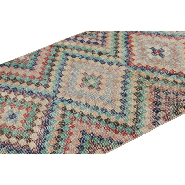 Rug & Kilim Vintage Zeki Müren Runner With Polychromatic Geometric Patterns From Rug & Kilim For Sale - Image 4 of 7