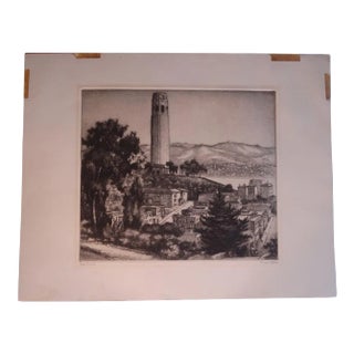 Early 20th Century "City Towers" Architectural Cityscape Etching by Cornelis Botke, Framed For Sale