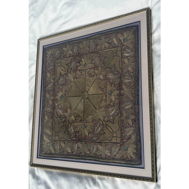 Early 20th Century Large Antique Middle Eastern Bullion Goldwork Embroidery For Sale - Image 5 of 10