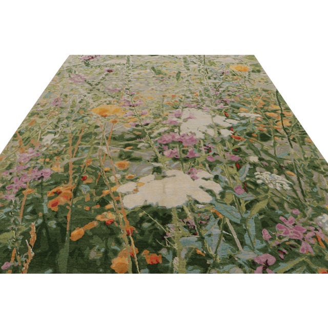 Abstract Rug & Kilim’s Abstract Rug in Green With Colorful Patterns “Wild Flowers Spring” For Sale - Image 3 of 7