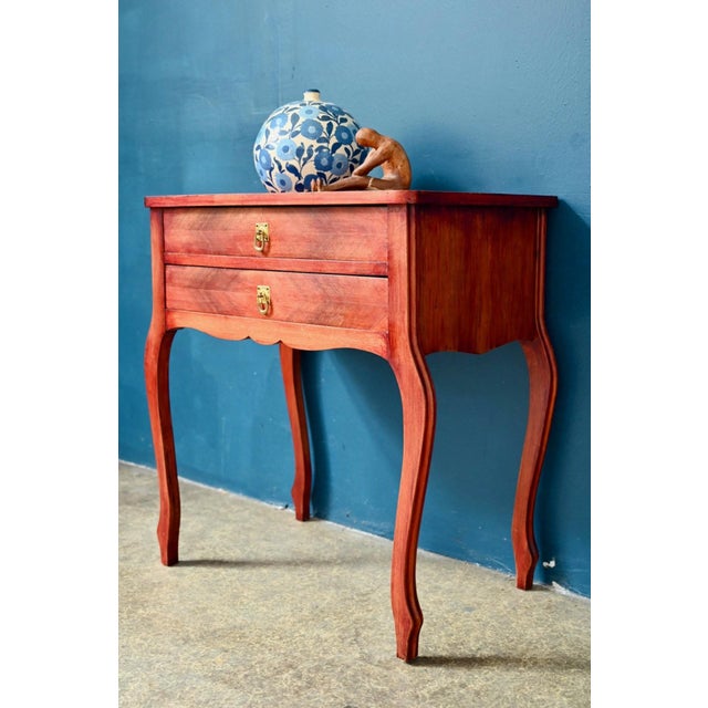 Wood Louis XV Style Mahogany Console Table with Cabriole Legs, 1950s For Sale - Image 7 of 18