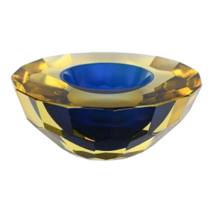 Mandruzzato Murano Glass Faceted Sommerso Votive Bowl