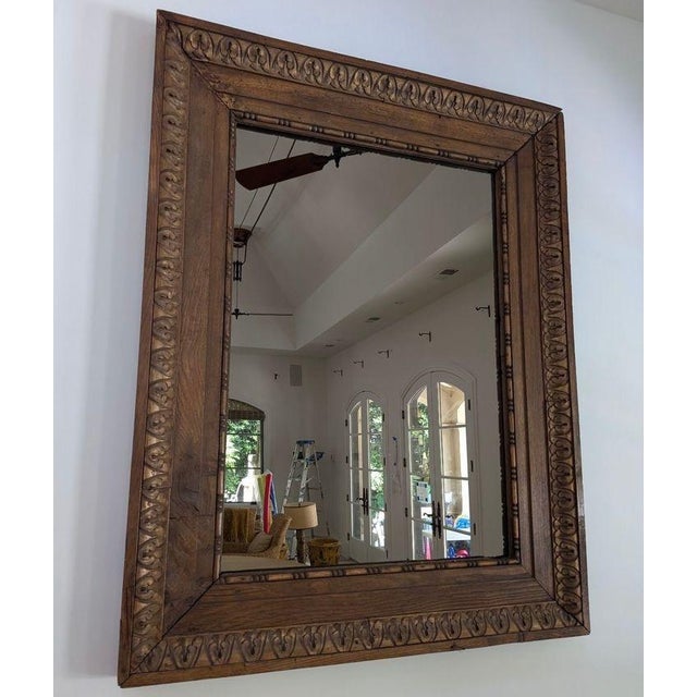 Rustic Large Carved Wooden Mirror For Sale - Image 3 of 5
