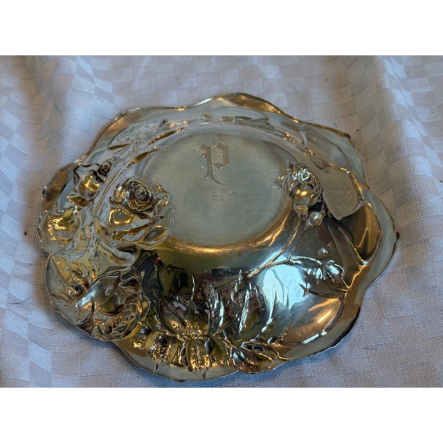 Early 20th Century Sterling Silver Repousse "Rose" Dish For Sale In Lexington, KY - Image 6 of 10