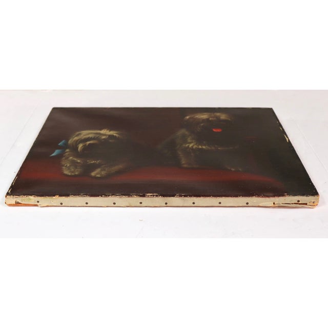 Black 19th Century "Study of Two Dogs" Oil on Canvas Painting by Levi W. Prentice For Sale - Image 8 of 12