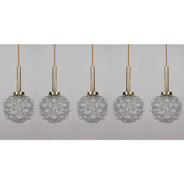 Mid-Century Modern Mid-Century German Clear Bubble and Brass Pendant, 1960s For Sale - Image 3 of 17