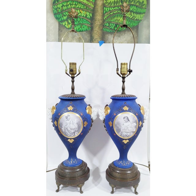Pair French Early 19th C Paris Porcelain Vases as Lamps by Nast Dagoty For Sale - Image 13 of 13