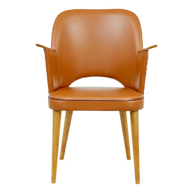 Mid-Century Modern Swedish Leather Desk Chair, 1950 For Sale
