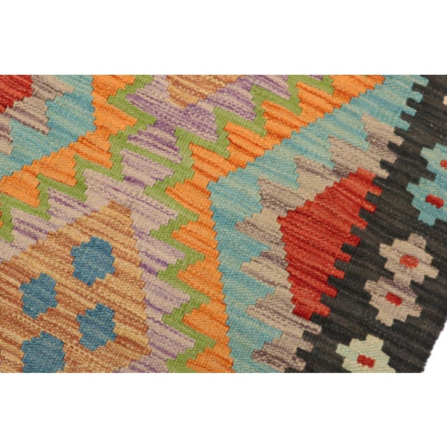 1990s Retro Turkish Kilim Black Hand-Woven Wool Rug For Sale - Image 5 of 9