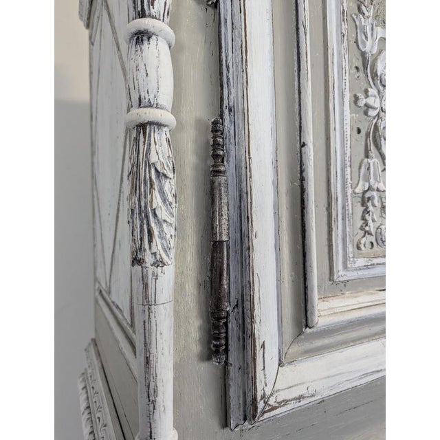 Metal Henry II Carved Grey Oak Cabinet For Sale - Image 7 of 10